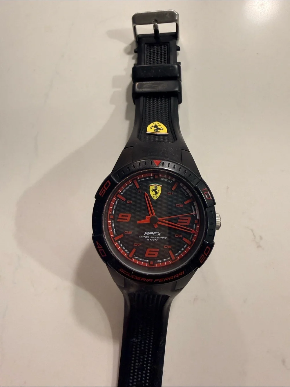 Ferrari Black and Red Apex Sport Watch with Yellow Shield